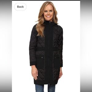 MERRELL -Lahti Long Jacket Womens M Black Microquilt Mini Dot Insulated